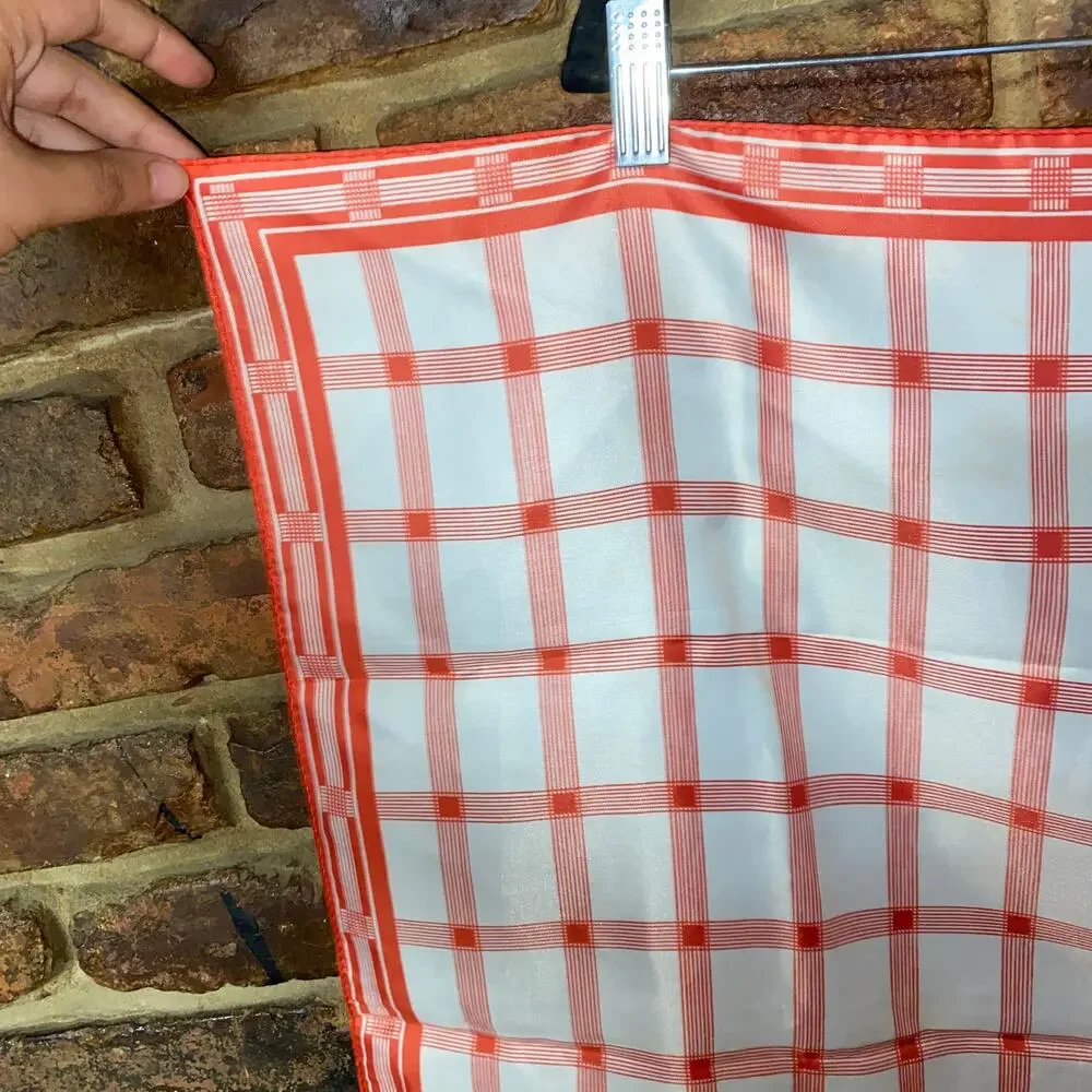 Vintage Red & White Plaid Square Scarf Women's
